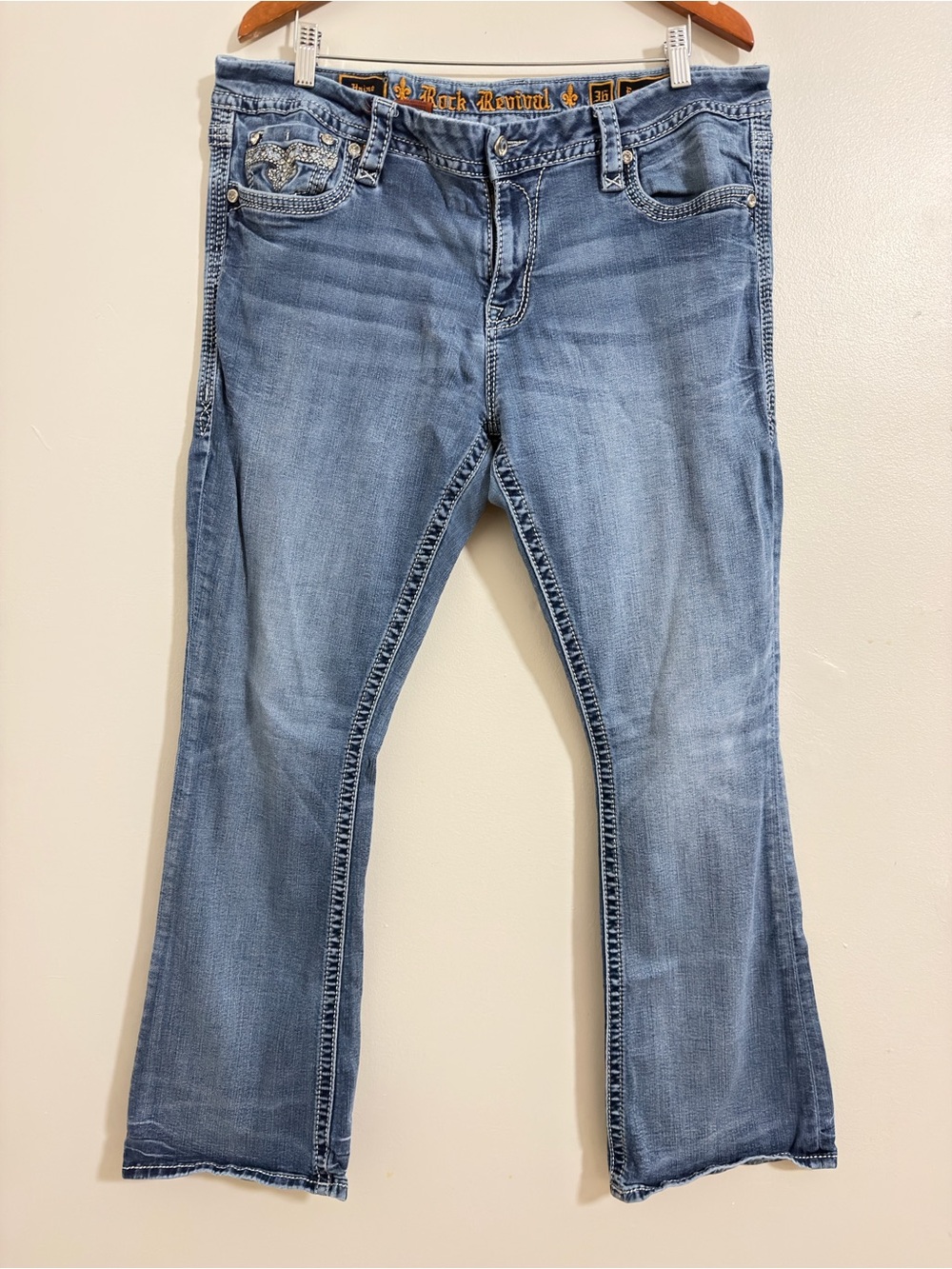 Rock Revival Jean Easy BootCut Retro City Luxury Haines Women EUC Size 36